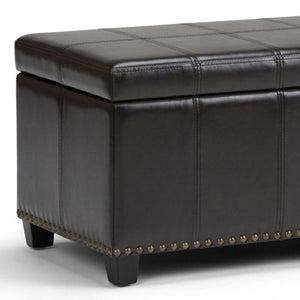 HomeRoots 33" Stylish Espresso & Brown Upholstery Storage Ottoman - Versatile Seating & Hidden Compartment 640192