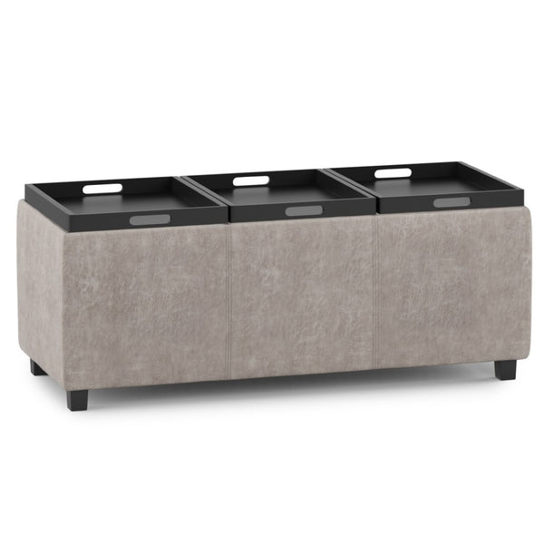 HomeRoots 42" Stylish Dark Brown and Gray Upholstered Storage Ottoman - Versatile Seating & Discreet Storage Solution 640194
