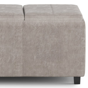 HomeRoots 42" Stylish Dark Brown and Gray Upholstered Storage Ottoman - Versatile Seating & Discreet Storage Solution 640194