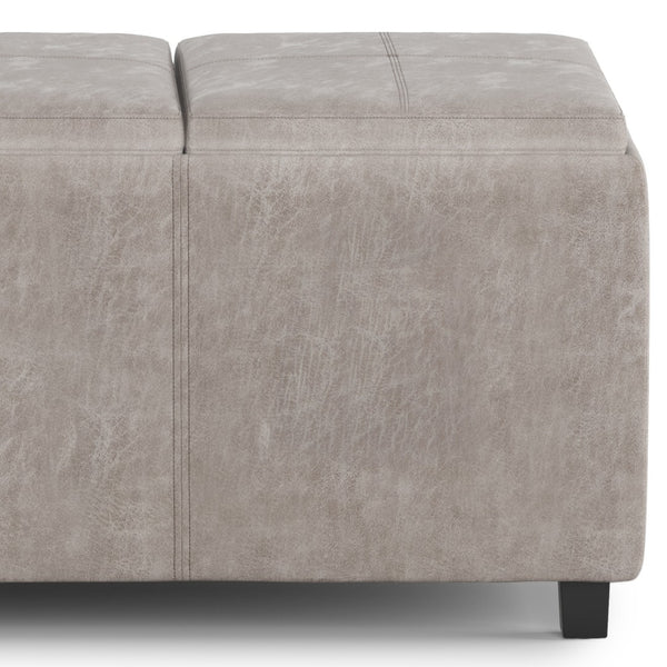 HomeRoots 42" Stylish Dark Brown and Gray Upholstered Storage Ottoman - Versatile Seating & Discreet Storage Solution 640194