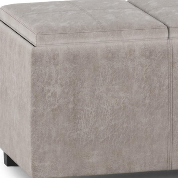 HomeRoots 42" Stylish Dark Brown and Gray Upholstered Storage Ottoman - Versatile Seating & Discreet Storage Solution 640194
