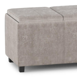 HomeRoots 42" Stylish Dark Brown and Gray Upholstered Storage Ottoman - Versatile Seating & Discreet Storage Solution 640194