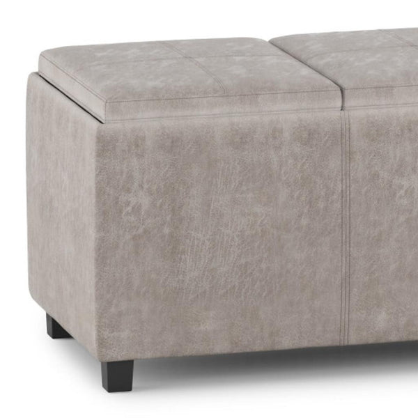HomeRoots 42" Stylish Dark Brown and Gray Upholstered Storage Ottoman - Versatile Seating & Discreet Storage Solution 640194