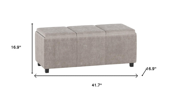 HomeRoots 42" Stylish Dark Brown and Gray Upholstered Storage Ottoman - Versatile Seating & Discreet Storage Solution 640194