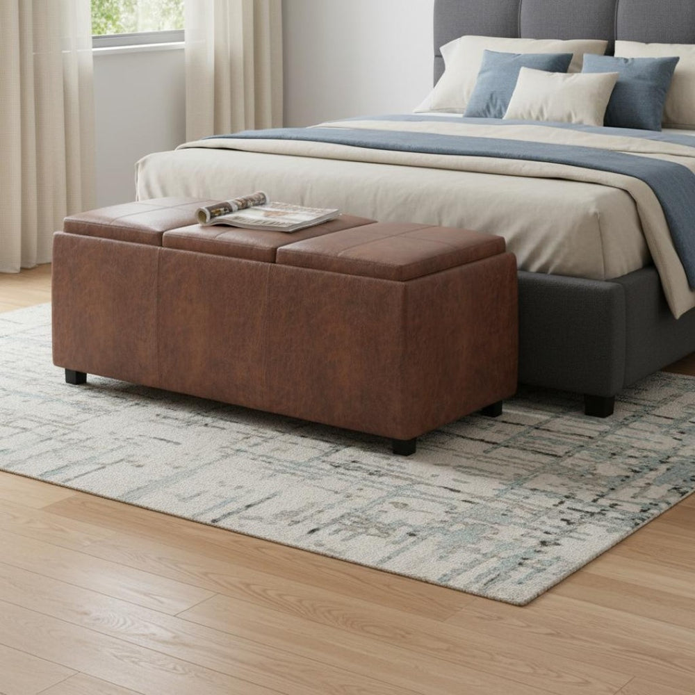 HomeRoots 42" Dark Brown Upholstery Storage Ottoman – Stylish, Space-Saving Multi-Functional Footrest & Seat 640195