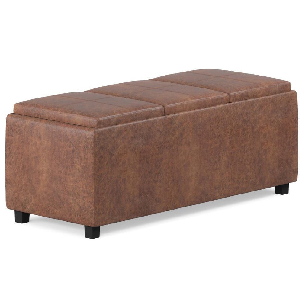 HomeRoots 42" Dark Brown Upholstery Storage Ottoman – Stylish, Space-Saving Multi-Functional Footrest & Seat 640195