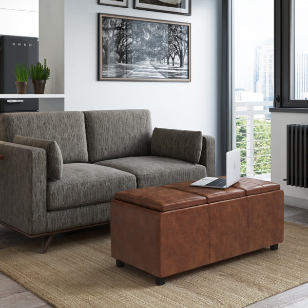 HomeRoots 42" Dark Brown Upholstery Storage Ottoman – Stylish, Space-Saving Multi-Functional Footrest & Seat 640195