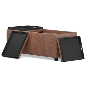 HomeRoots 42" Dark Brown Upholstery Storage Ottoman – Stylish, Space-Saving Multi-Functional Footrest & Seat 640195