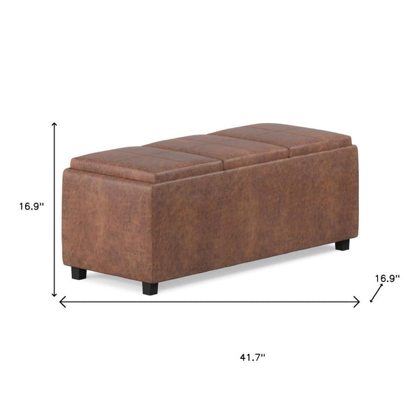HomeRoots 42" Dark Brown Upholstery Storage Ottoman – Stylish, Space-Saving Multi-Functional Footrest & Seat 640195