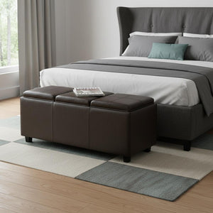 HomeRoots 42" Stylish Dark Brown & Chocolate Upholstered Storage Ottoman - Multi-Functional Seating Solution 640196