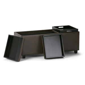 HomeRoots 42" Stylish Dark Brown & Chocolate Upholstered Storage Ottoman - Multi-Functional Seating Solution 640196