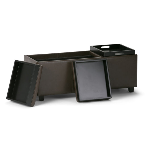 HomeRoots 42" Stylish Dark Brown & Chocolate Upholstered Storage Ottoman - Multi-Functional Seating Solution 640196