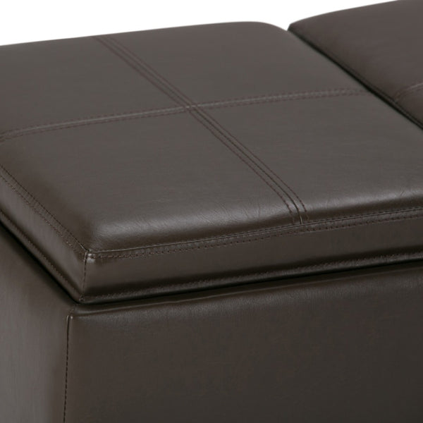 HomeRoots 42" Stylish Dark Brown & Chocolate Upholstered Storage Ottoman - Multi-Functional Seating Solution 640196