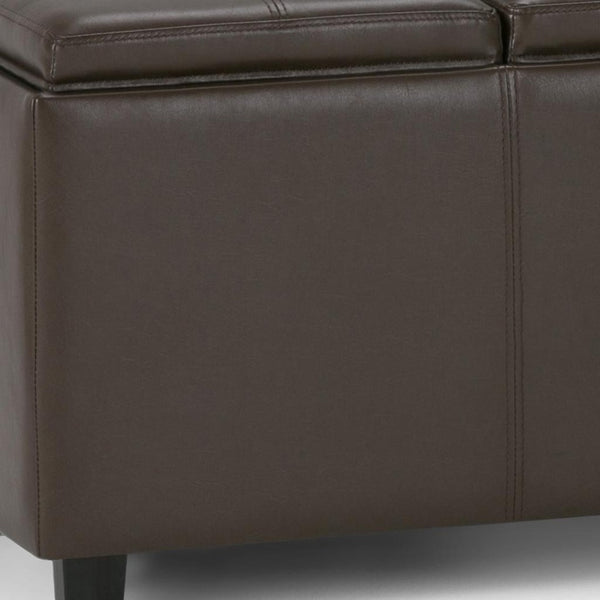 HomeRoots 42" Stylish Dark Brown & Chocolate Upholstered Storage Ottoman - Multi-Functional Seating Solution 640196