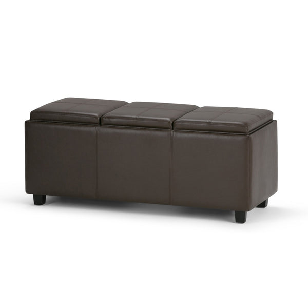HomeRoots 42" Stylish Dark Brown & Chocolate Upholstered Storage Ottoman - Multi-Functional Seating Solution 640196