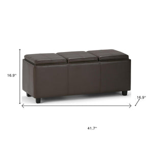 HomeRoots 42" Stylish Dark Brown & Chocolate Upholstered Storage Ottoman - Multi-Functional Seating Solution 640196