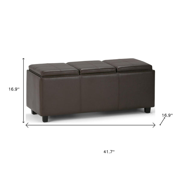 HomeRoots 42" Stylish Dark Brown & Chocolate Upholstered Storage Ottoman - Multi-Functional Seating Solution 640196