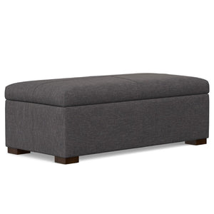 HomeRoots 48 Inch Walnut Finish Storage Ottoman Spacious Tufted Bench for Living Room Decor 640198