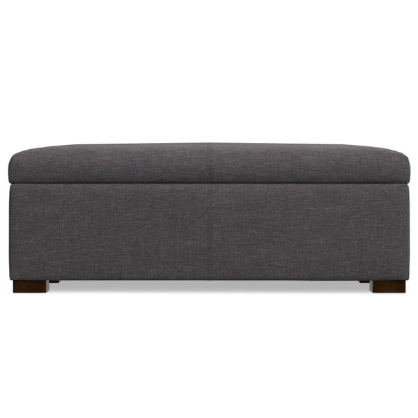 48 Inch Walnut Finish Storage Ottoman Spacious Tufted Bench for Living Room Decor