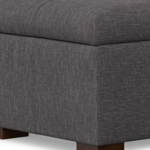 48 Inch Walnut Finish Storage Ottoman Spacious Tufted Bench for Living Room Decor