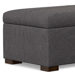 48 Inch Walnut Finish Storage Ottoman Spacious Tufted Bench for Living Room Decor