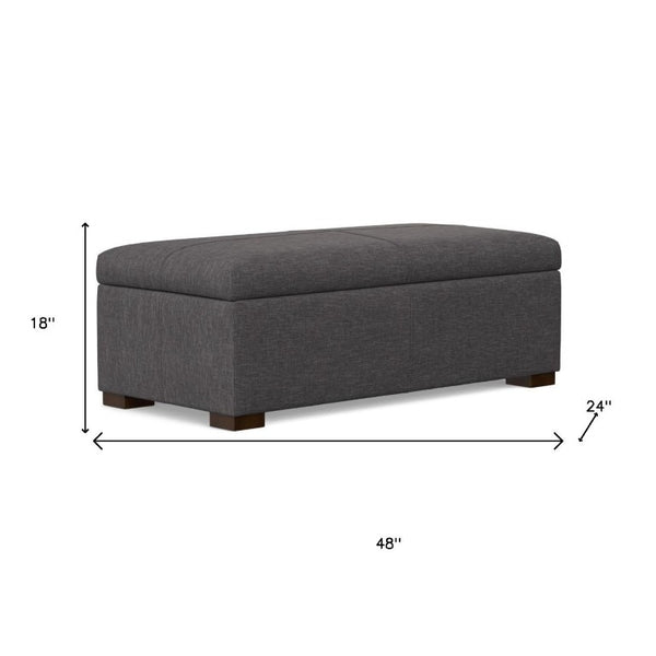 48 Inch Walnut Finish Storage Ottoman Spacious Tufted Bench for Living Room Decor