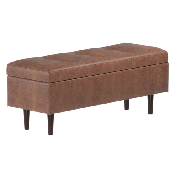 HomeRoots 48" Brown Upholstery Storage Ottoman - Stylish Multi-Functional Seating with Hidden Storage Space 640199