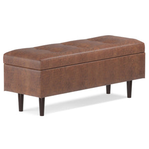 HomeRoots 48" Brown Upholstery Storage Ottoman - Stylish Multi-Functional Seating with Hidden Storage Space 640199