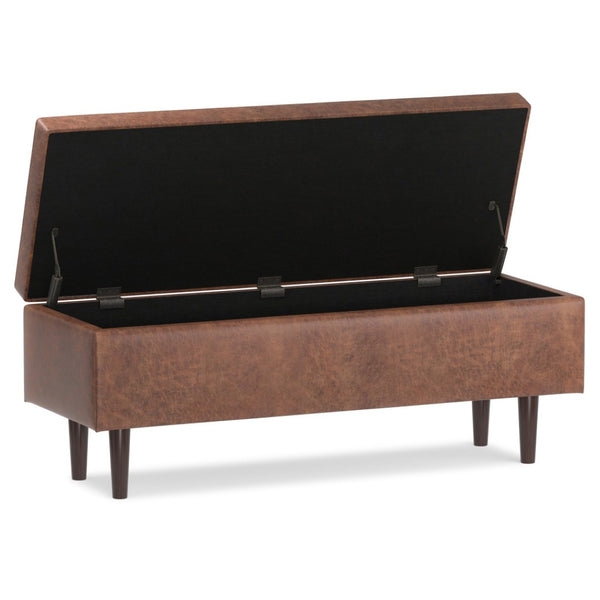 HomeRoots 48" Brown Upholstery Storage Ottoman - Stylish Multi-Functional Seating with Hidden Storage Space 640199