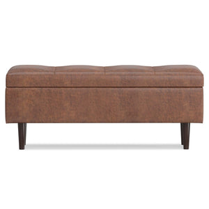 HomeRoots 48" Brown Upholstery Storage Ottoman - Stylish Multi-Functional Seating with Hidden Storage Space 640199