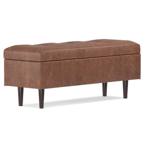 HomeRoots 48" Brown Upholstery Storage Ottoman - Stylish Multi-Functional Seating with Hidden Storage Space 640199
