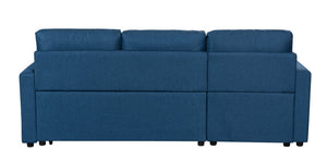 English Elm Sorrelle Linen Sleeper Sectional with Reversible Chaise and Hidden Storage Compartment Blue B2749S00039