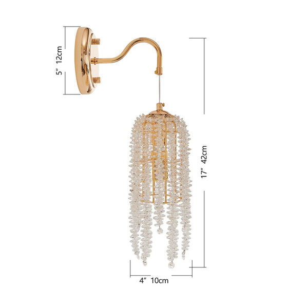 English Elm Set Of 2 Gold Frame Crystal Bead Wall Sconces – Elegant Hanging Light Fixture For Any Room Decor W2312P368715-GIGA