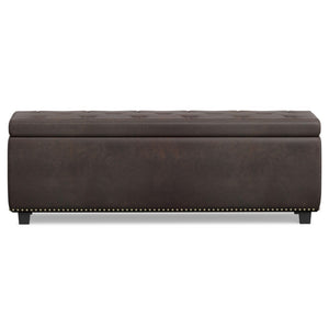 HomeRoots 48" Stylish Dark Brown Upholstered Storage Ottoman - Versatile Seating, Footrest & Hidden Organizer 640200
