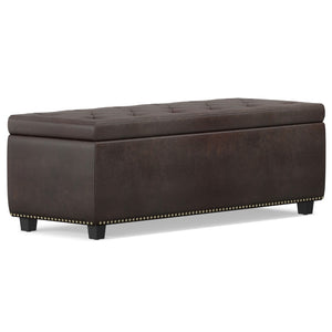 HomeRoots 48" Stylish Dark Brown Upholstered Storage Ottoman - Versatile Seating, Footrest & Hidden Organizer 640200