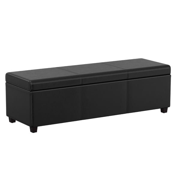 HomeRoots 54" Black Upholstery Storage Ottoman - Stylish, Multi-Functional Seating with Hidden Storage for Clutter-Free Living 640201