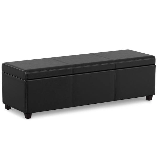 HomeRoots 54" Black Upholstery Storage Ottoman - Stylish, Multi-Functional Seating with Hidden Storage for Clutter-Free Living 640201
