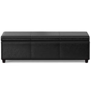 HomeRoots 54" Black Upholstery Storage Ottoman - Stylish, Multi-Functional Seating with Hidden Storage for Clutter-Free Living 640201