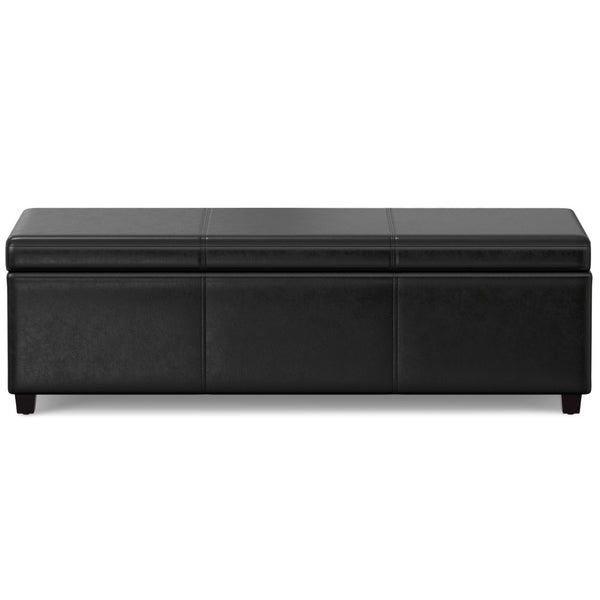 HomeRoots 54" Black Upholstery Storage Ottoman - Stylish, Multi-Functional Seating with Hidden Storage for Clutter-Free Living 640201