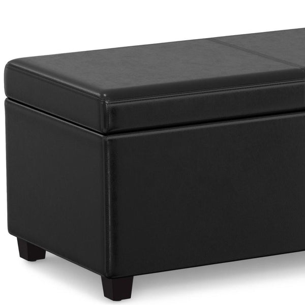 HomeRoots 54" Black Upholstery Storage Ottoman - Stylish, Multi-Functional Seating with Hidden Storage for Clutter-Free Living 640201