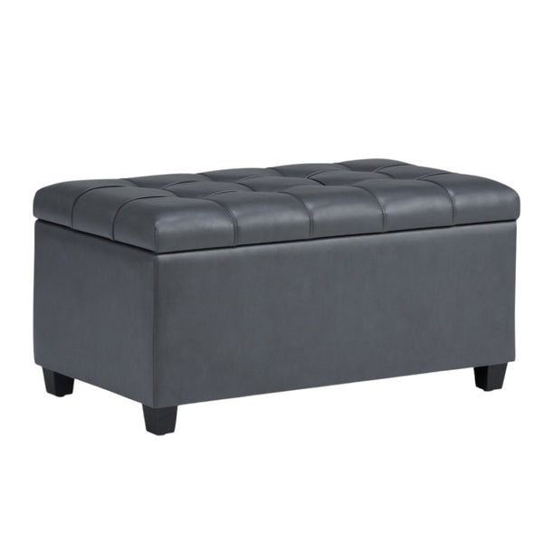 HomeRoots 33" Stylish Espresso and Gray Upholstery Storage Ottoman - Versatile Seating and Hidden Storage Solution 640202