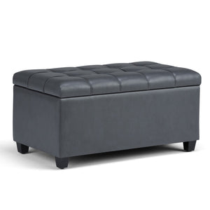 HomeRoots 33" Stylish Espresso and Gray Upholstery Storage Ottoman - Versatile Seating and Hidden Storage Solution 640202
