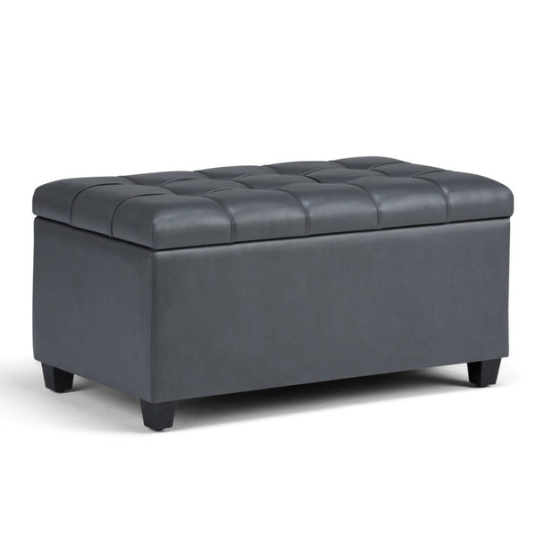HomeRoots 33" Stylish Espresso and Gray Upholstery Storage Ottoman - Versatile Seating and Hidden Storage Solution 640202