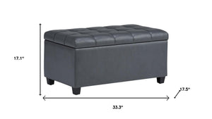 HomeRoots 33" Stylish Espresso and Gray Upholstery Storage Ottoman - Versatile Seating and Hidden Storage Solution 640202