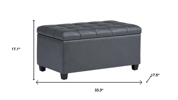 HomeRoots 33" Stylish Espresso and Gray Upholstery Storage Ottoman - Versatile Seating and Hidden Storage Solution 640202