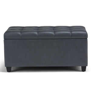 HomeRoots 33" Stylish Espresso and Gray Upholstery Storage Ottoman - Versatile Seating and Hidden Storage Solution 640202