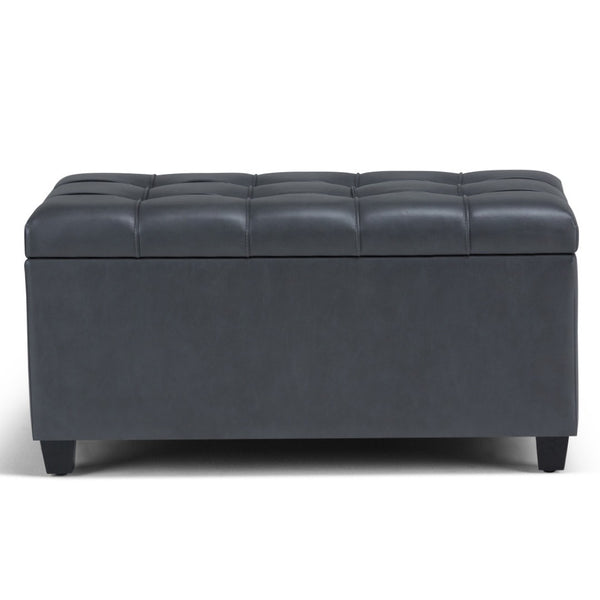 HomeRoots 33" Stylish Espresso and Gray Upholstery Storage Ottoman - Versatile Seating and Hidden Storage Solution 640202