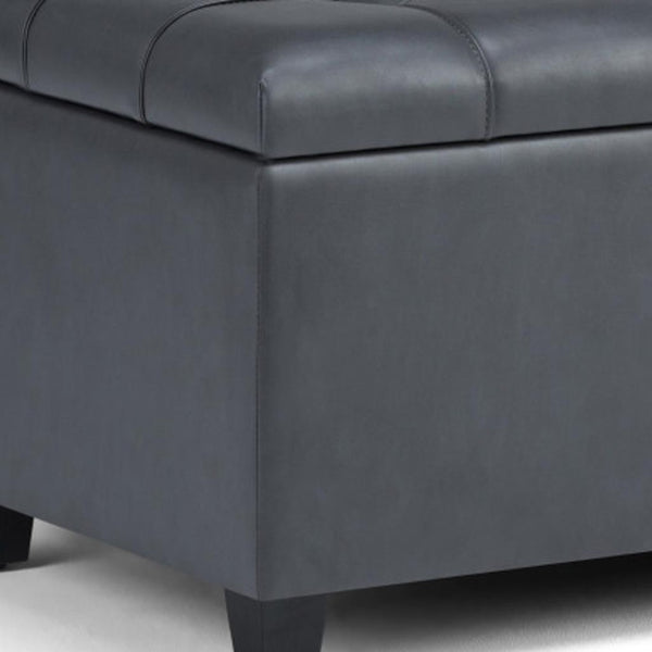 HomeRoots 33" Stylish Espresso and Gray Upholstery Storage Ottoman - Versatile Seating and Hidden Storage Solution 640202