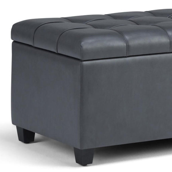 HomeRoots 33" Stylish Espresso and Gray Upholstery Storage Ottoman - Versatile Seating and Hidden Storage Solution 640202