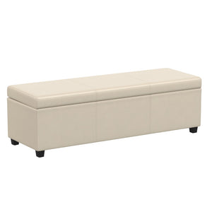 HomeRoots 54" Stylish Dark Brown & Cream Upholstered Storage Ottoman - Multi-functional Seating & Clutter Solution 640205